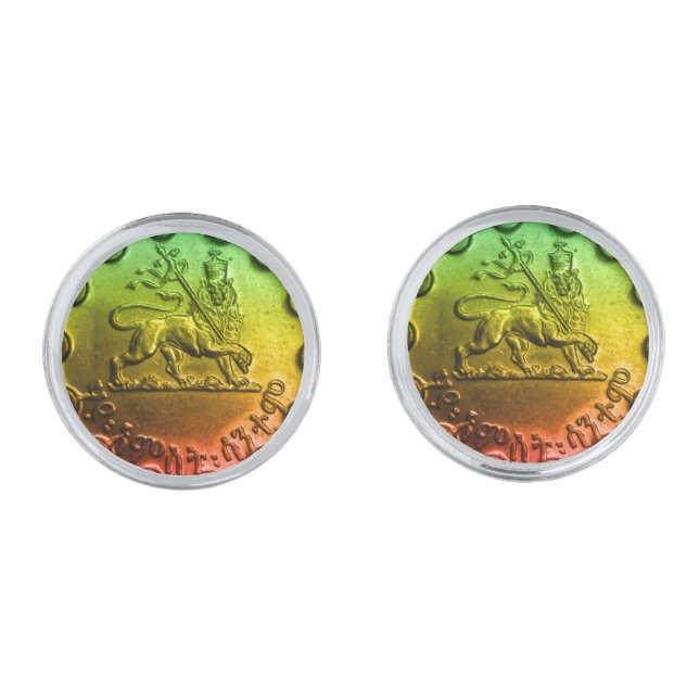 Jah Rastafari Lion of Judah Cufflinks (Front)