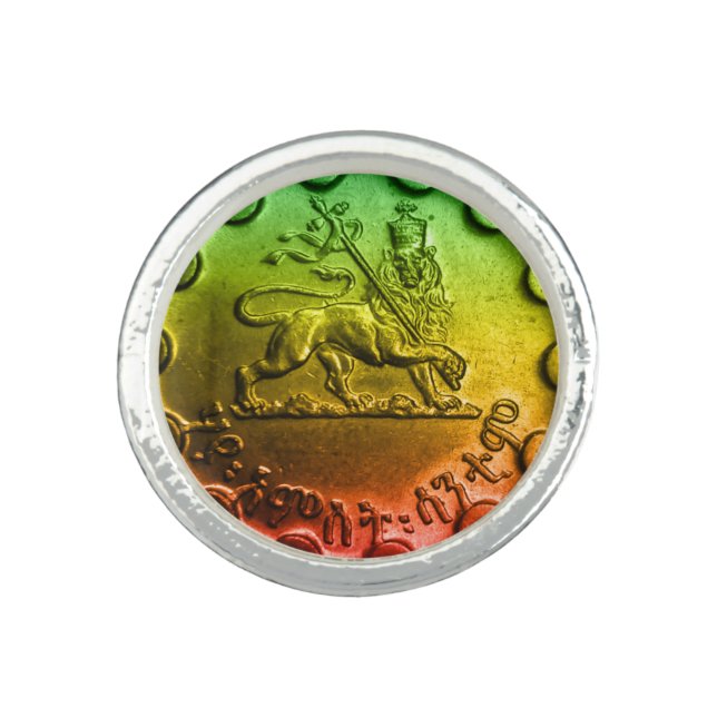 Jah Rastafari Lion of Judah Ring (Front)