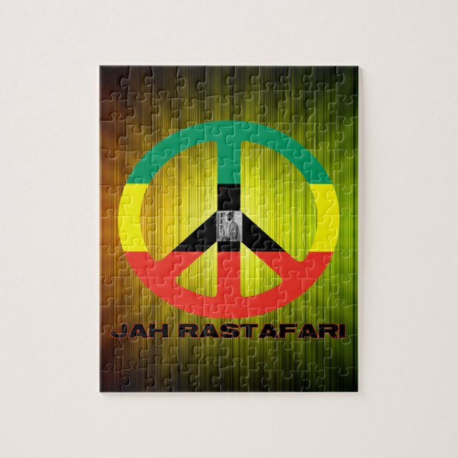 Jah Rastafari Peace Sign Selassie I Jigsaw Puzzle (Vertical)
