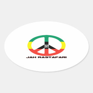 Jah Rastafari Peace Sign Selassie I Oval Sticker