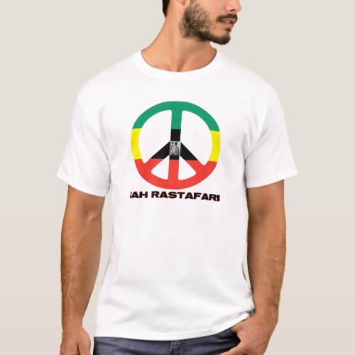 Jah Rastafari Peace Sign Selassie I T_Shirt