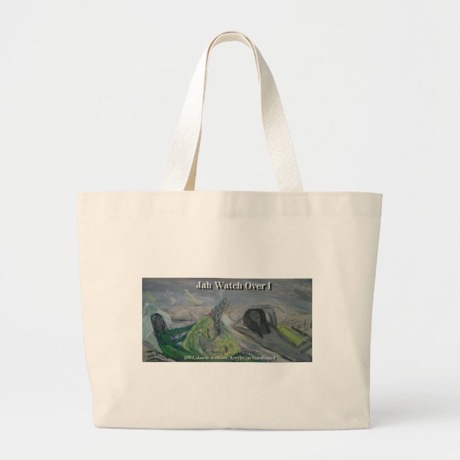 jah watch over i large tote bag (Front)