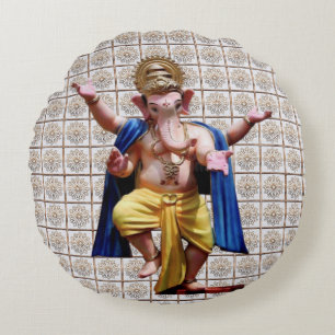 Jai Ganesha Ganpati Bappa moriya Round Pillow