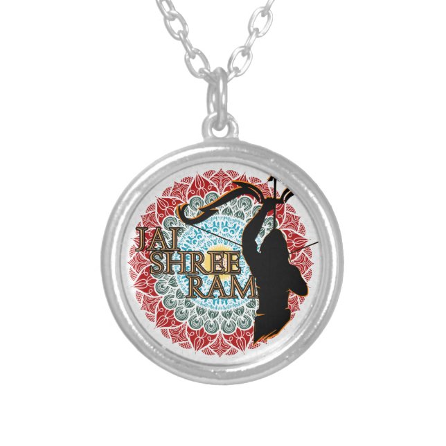 Jai Shree Ram  Silver Plated Necklace (Front)