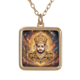 Jai Shri Khatu Shyam Ji Devotional Artwork Gold Plated Necklace