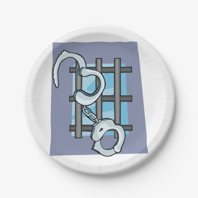 Jail Handcuffs Paper Plates (Front)