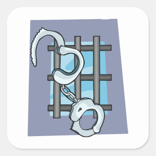 Jail Handcuffs Square Sticker