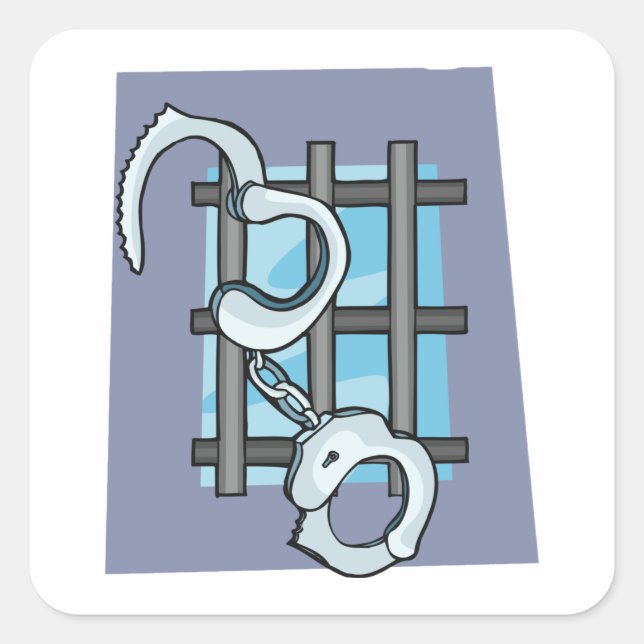 Jail Handcuffs Square Sticker (Front)