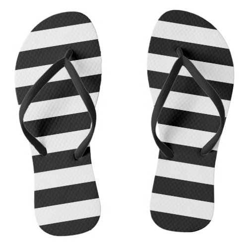 Jail stripes pattern black and white beach shoes flip flops