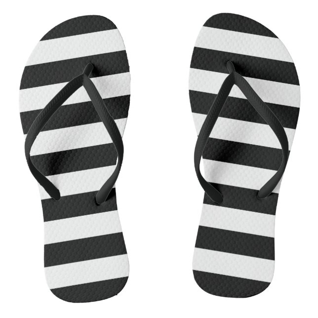 Jail stripes pattern black and white beach shoes flip flops (Footbed)