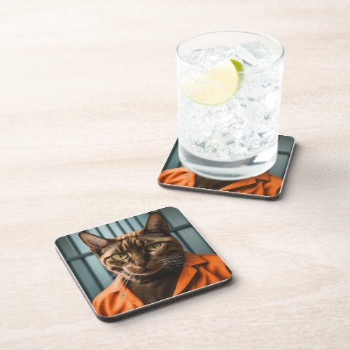 Jailhouse Meow Beverage Coaster