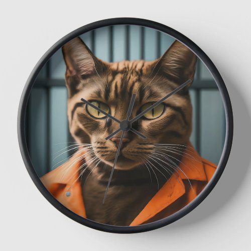 Jailhouse Meow Clock