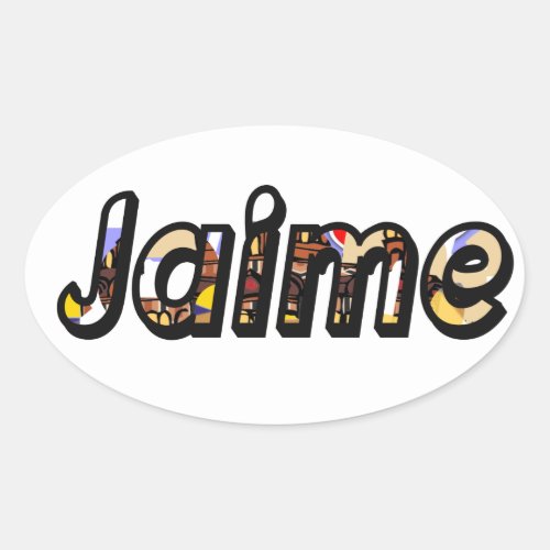 jaime boy name oval sticker