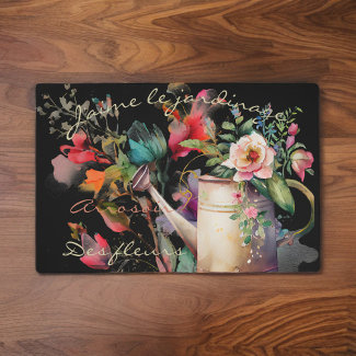 J'aime Le Jardinage French Floral and Watering Can