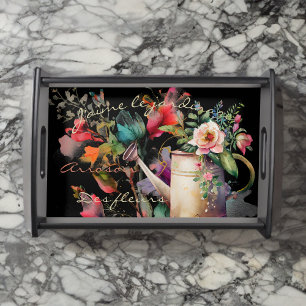 J'aime Le Jardinage French Floral and Watering Can Serving Tray