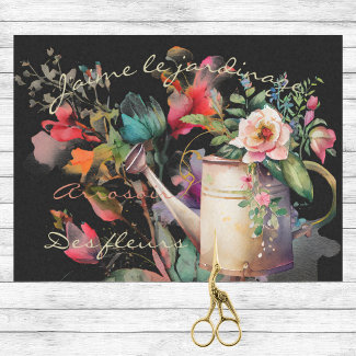 J'aime Le Jardinage French Floral and Watering Can