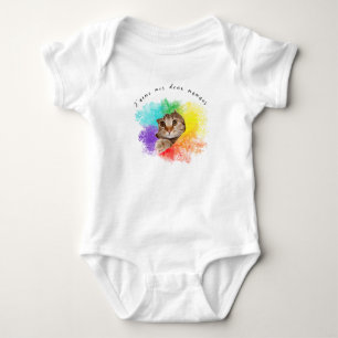 "J'aime mes deux mamans" cute cat rainbow colors Baby Bodysuit