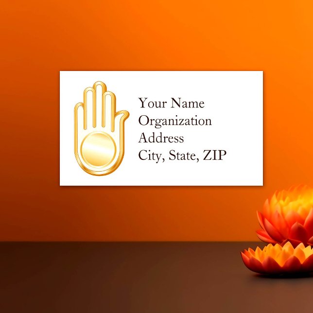 Jain Symbol Business Card (Jain Symbol Business Card. 
Golden Ahimsa symbol of the Jain faith. Customize with your text.)