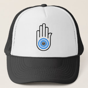 Jainism Symbol Hand and Wheel Reading Ahimsa Trucker Hat