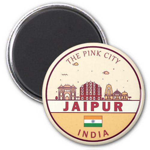 Jaipur India City Skyline Emblem Magnet