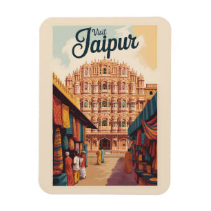 Jaipur India Hawa Mahal Illustration Travel Art Magnet