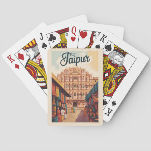 Jaipur India Hawa Mahal Illustration Travel Art Poker Cards