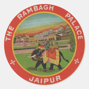 Jaipur India hotel Vintage Travel Luggage Label