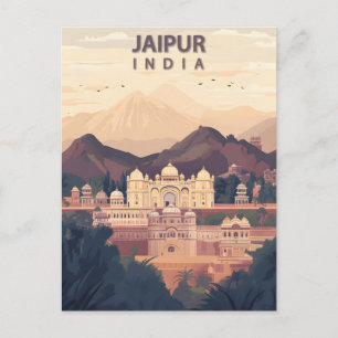 Jaipur India Pink City Vintage Travel Postcard