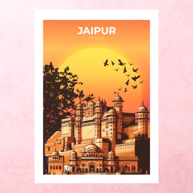 Jaipur India Travel Poster Wall Decal (Insitu 3)