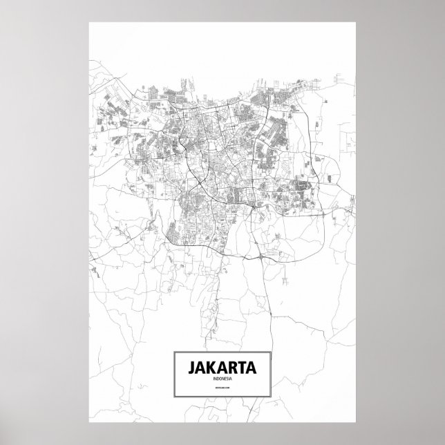 Jakarta, Indonesia (black on white) Poster (Front)