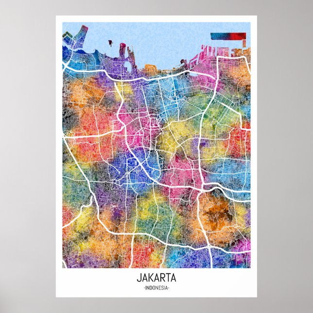 Jakarta Indonesia City Map Poster (Front)