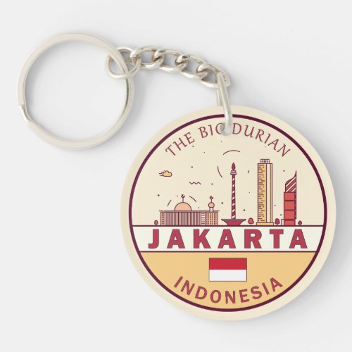 Jakarta Indonesia City Skyline Emblem Keychain