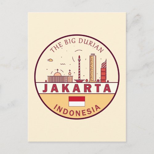 Jakarta Indonesia City Skyline Emblem Postcard