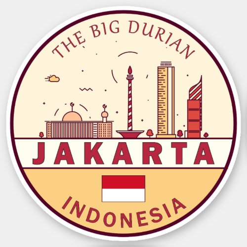 Jakarta Indonesia City Skyline Emblem Sticker