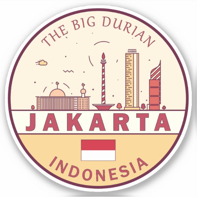 Jakarta Indonesia City Skyline Emblem Sticker (Front)