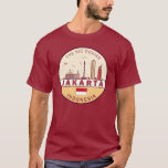 Jakarta Indonesia City Skyline Emblem T-Shirt<br><div class="desc">Jakarta minimalist,  colorful art design featuring monuments and landmarks of the city in Indonesia.</div>