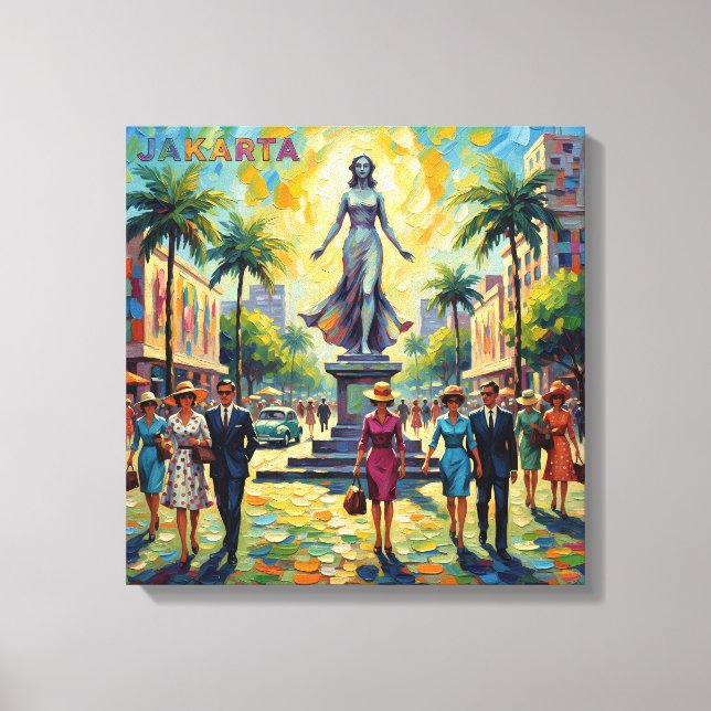 Jakarta Indonesia Monument Square Stretched Canvas Print (Front)