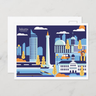 Jakarta Indonesia travel place illustration Postcard