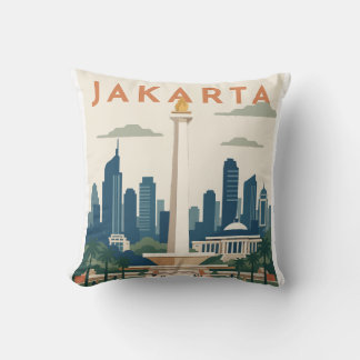 Jakarta Indonesia Travel Poster Throw Pillow