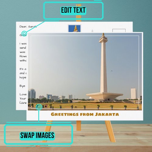 Jakarta Indonesia with National Monument Modern Postcard