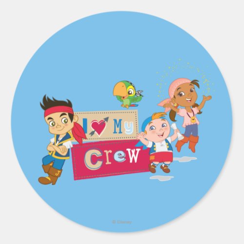 Jake and the Never Land Pirates  I Love My Crew Classic Round Sticker