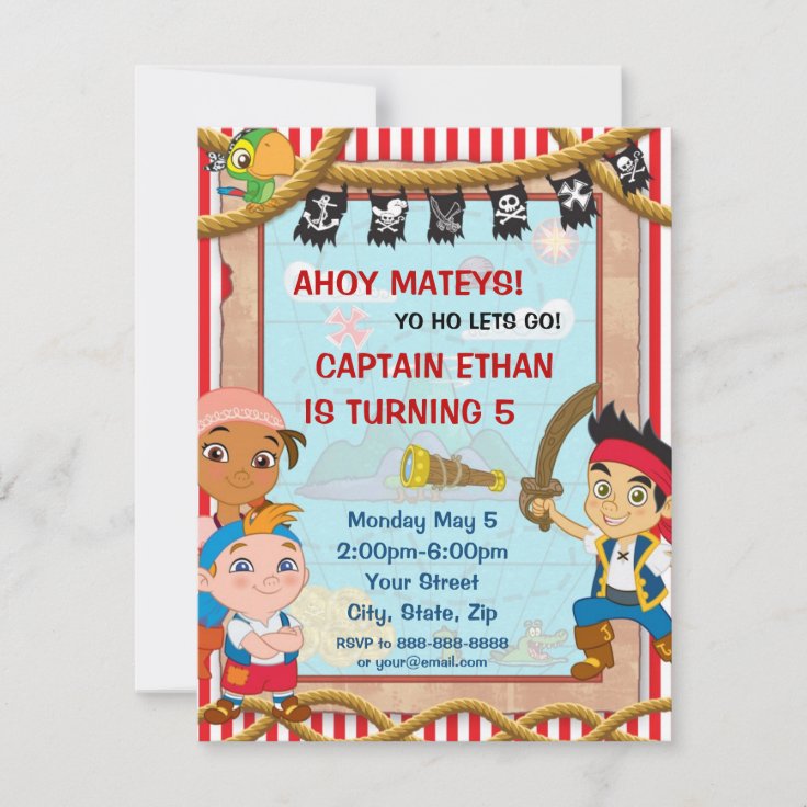 Jake and the Neverland Pirates Birthday Invitation | Zazzle