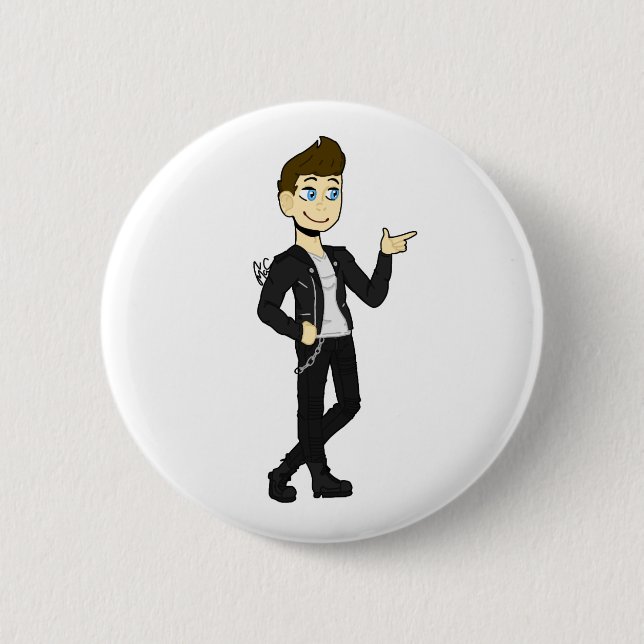 "Jake" cool guy in leather jacket Button (Front)