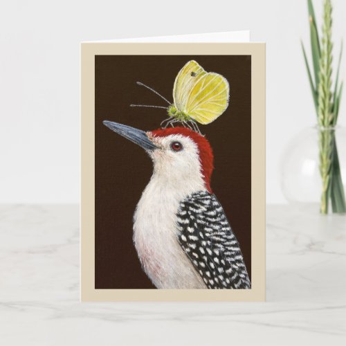 Jake the red_bellied woodpecker greeting card