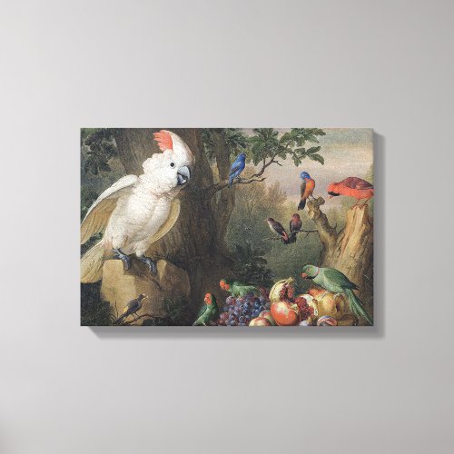 Jakob Bogdani Birds and Fruit in a Landscape  Canvas Print