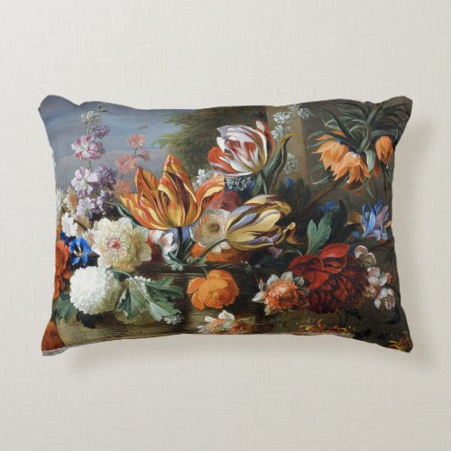 Jakob Bogdani Tulips Peonies and other Flowers     Accent Pillow