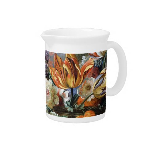 Jakob Bogdani Tulips Peonies and other Flowers     Beverage Pitcher