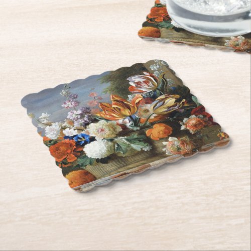 Jakob Bogdani Tulips Peonies and other Flowers     Paper Coaster