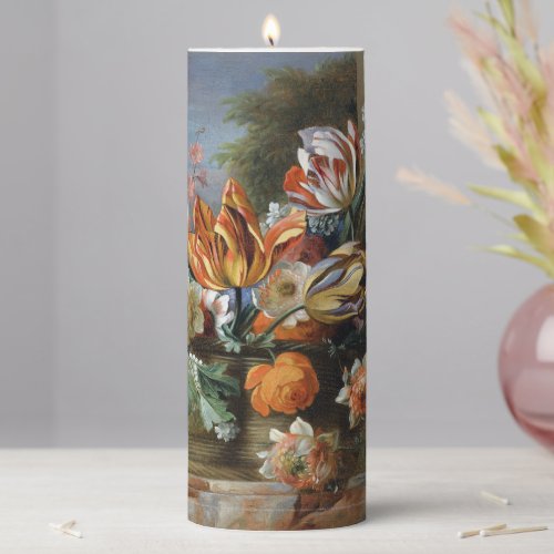 Jakob Bogdani Tulips Peonies and other Flowers    Pillar Candle