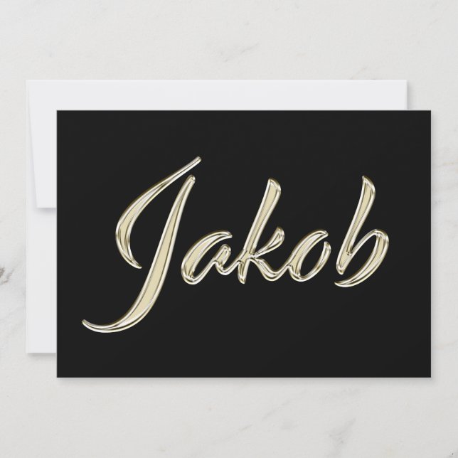 Jakob Name white gold Handwriting Card (Front)